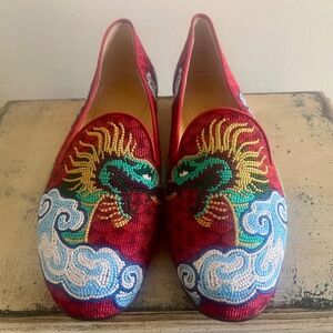 Charlotte Olympia - Women's Dragon Smoking Slipper Flats - Size 37